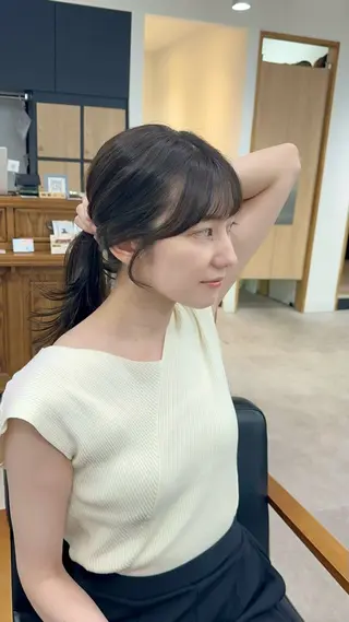 セミロング カラー パーマ ヘアアレンジ メンズ キッズ 似合せレイヤー/ 柔らか透明感カラーのヘアスタイル
