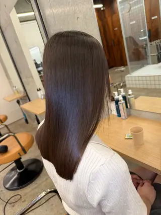 ミディアム 縮毛矯正×髪質改善× 艶髪カラー 吉原和磨のヘアスタイル