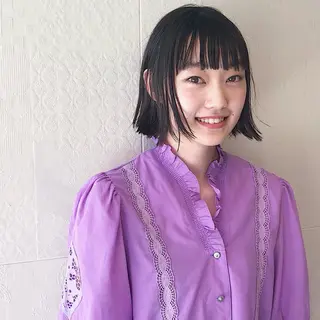 ミディアム カラー パーマ 長井 美佳のヘアスタイル