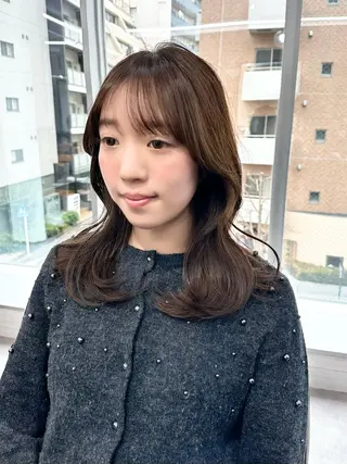 セミロング カラー パーマ ヘアアレンジ メンズ キッズ レイヤーカット/ 巻ける縮毛矯正のヘアスタイル