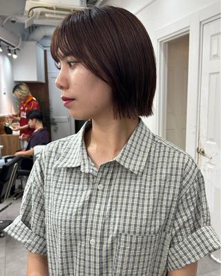 ミディアム カラー レイヤーボブ/ 艶カラー/サナ🌼のヘアスタイル