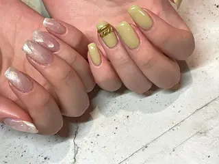 ネイル 韓国/ワンホン/長さ 出しつけ放題🎀のネイルデザイン
