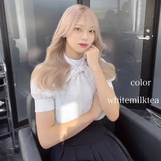 セミロング カラー エクステ🩵ブリーチ 韓国ヘア🩵KAEのヘアスタイル