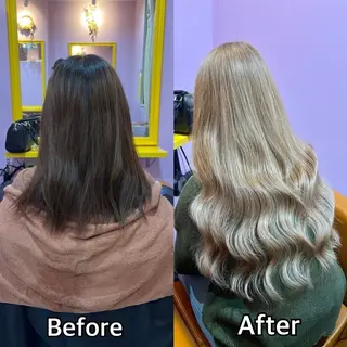 ロング カラー+ちび編み込み エクステ梅田🐨のヘアスタイル