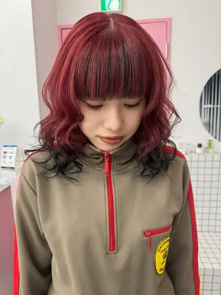 ミディアム 暖色カラー/ピンク カラー/saraのヘアスタイル