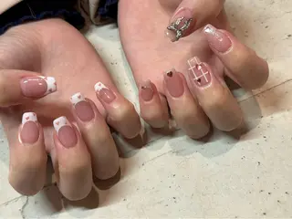 ネイル 韓国/ワンホン/長さ 出しつけ放題🎀のネイルデザイン