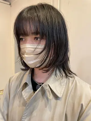 ミディアム カラー レイヤー／パーマ TAKUYAのヘアスタイル