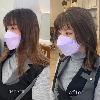 ロング カラー パーマ ヘアアレンジ メンズ キッズ ネイル マツエク・マツパ 似合せレイヤー／ 柔らか透明感カラーのヘアスタイル