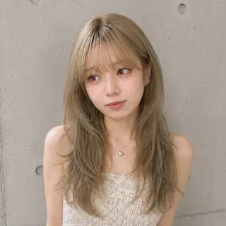 セミロング カラー 盛れる顔まわりカット 髪質改善/渋谷/れんのヘアスタイル