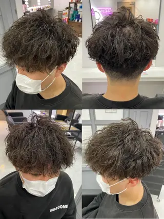 ショート カラー パーマ ヘアアレンジ メンズ 🔥メンズパーマ 特化 渡辺一翔のヘアスタイル