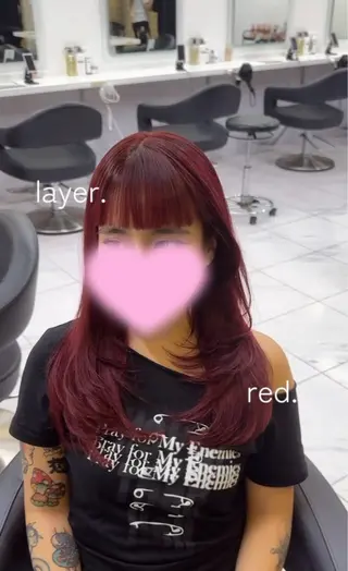 ロング 透明感×ワインレッド 🍒𝐘𝐮𝐤𝐚のヘアスタイル