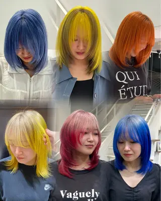 ミディアム カラー 🤍ハイトーン/デザ インカラーまりん🤍のヘアスタイル