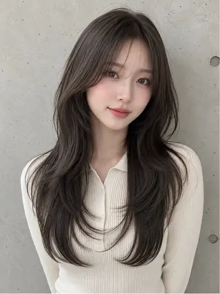 セミロング カラー ヘアアレンジ 🌫️大人韓国ヘア 🌫️naoyaのヘアスタイル