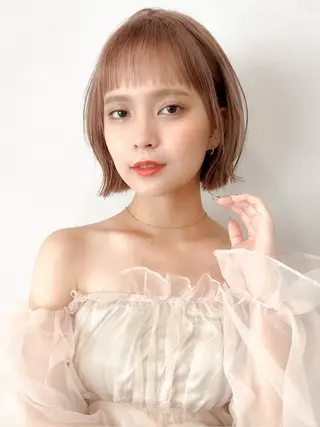 ミディアム カラー ミディアム/顔周り/ ベージュ🌼mayuのヘアスタイル