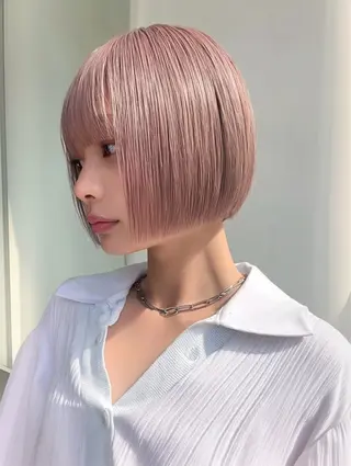 ショート カラー ボブ/透明感ベージュ 🫧クルミ🌟のヘアスタイル