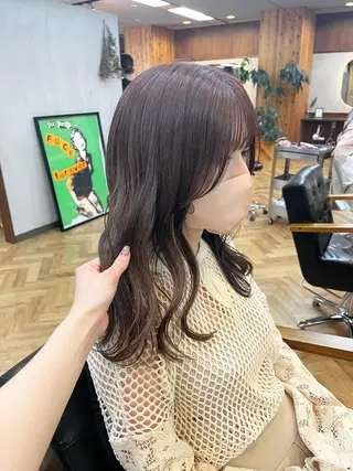 ミディアム カラー ena/ブリーチなし 透明感・レイヤー🎀のヘアスタイル