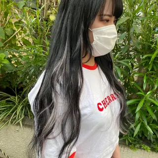 ロング エクステ ハイトーン 💭黒崎ハルカのヘアスタイル