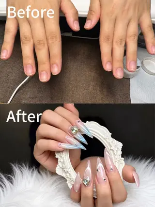 ネイル Yuka 長さだし& デザインのネイルデザイン