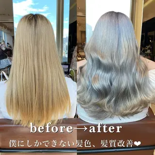 セミロング カラー 顔まわりの神様✨ 透明感カラー藤嶋秀幸のヘアスタイル