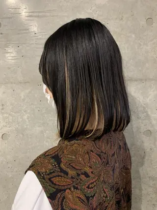 セミロング カラー ボブパーマコテ巻き風 パーマNo1深江秀平のヘアスタイル