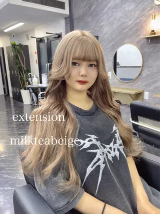 ロング カラー エクステ🩵ブリーチ 韓国ヘア🩵KAEのヘアスタイル