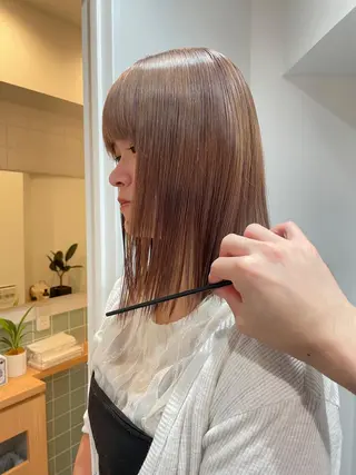 ミディアム カラー ボブ/レイヤーカット 縮毛矯正/コウキ新宿のヘアスタイル