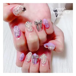 ミディアム ネイル 🐾enen style 🐾のネイルデザイン