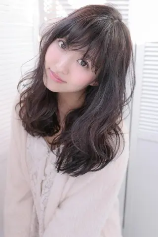 ミディアム カラー ヘアアレンジ belta 姫路山吹 カラーモデル募集のヘアスタイル
