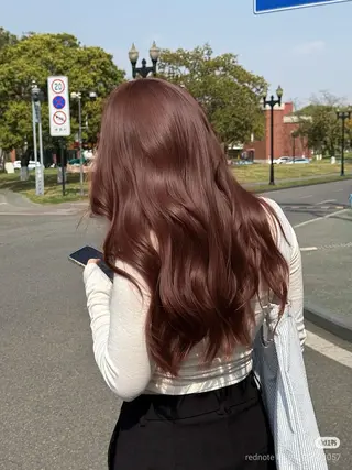 ロング カラー Miu 名古屋カット ミディアム/ピンク髪のヘアスタイル