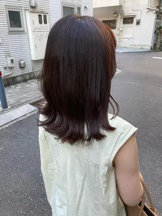 ミディアム ✨色持ちの良い艶 カラー✨蟹江真世のヘアスタイル