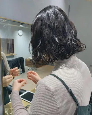 ミディアム パーマ ヘアアレンジ ボブパーマコテ巻き風 パーマNo1深江秀平のヘアスタイル