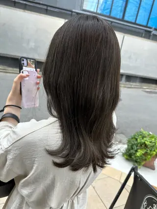 セミロング 🔥コテ巻き風 ボブパーマ🔥のヘアスタイル