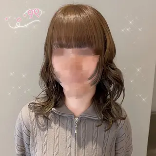 ミディアム カラー 顔周り/ガーリー /ヘアメ/あつはのヘアスタイル