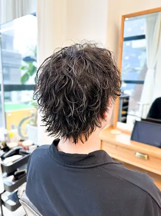 パーマ メンズ ブリーチカラー🔥 パーマ【佐々木凌平】のヘアスタイル