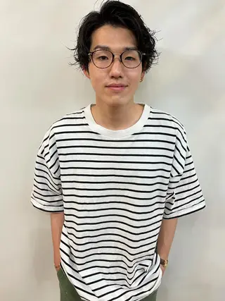 ショート パーマ メンズ 田中 碧のヘアスタイル