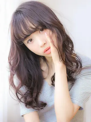 セミロング ロング カラー パーマ 髪質改善/韓国風 レイヤー/田村祐樹のヘアスタイル