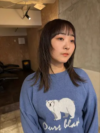 セミロング カラー パーマ 落合 妙佳のヘアスタイル