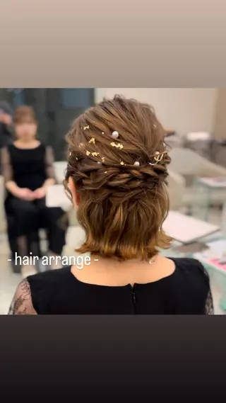 ミディアム ヘアアレンジ 似合わせカット暖色 カラーhiyonaのヘアスタイル