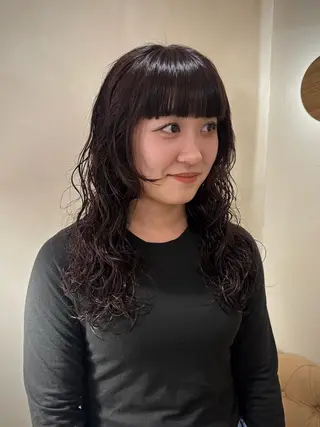 セミロング カラー パーマ シンバヒナノ/パーマ レイヤー/髪質改善のヘアスタイル
