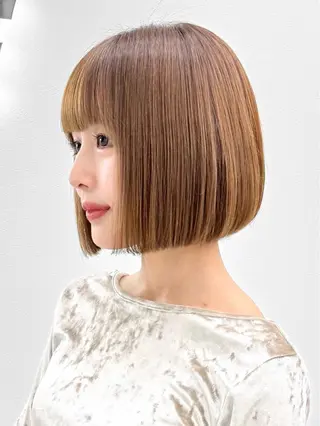 ショート カラー ヘアアレンジ 縮毛矯正🤍 盛れるボブ/ひかりのヘアスタイル
