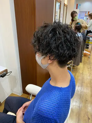 ミディアム パーマ メンズ 原田 涼矢のヘアスタイル