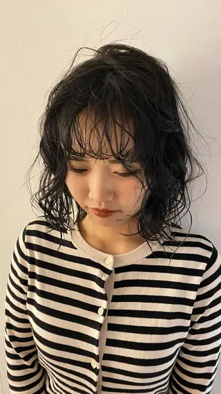 ミディアム カラー パーマ ヘアアレンジ レイヤーカット パーマ/髪質改善のヘアスタイル