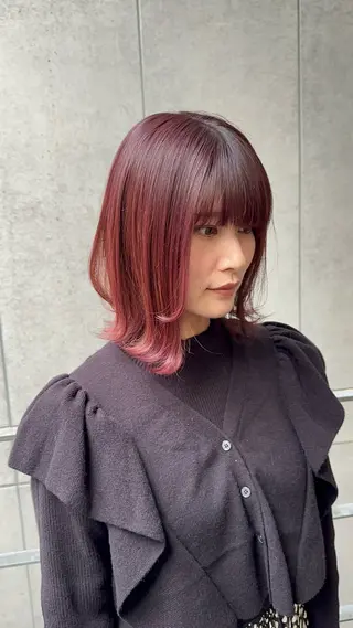 ミディアム カラー パーマ ヘアアレンジ 髪質改善/韓国風 レイヤー/田村祐樹のヘアスタイル