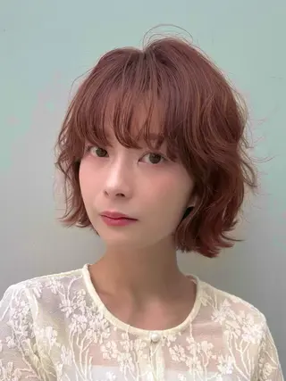 ショート カラー パーマ ♡レイヤーボブ パーマ/うらら♡のヘアスタイル