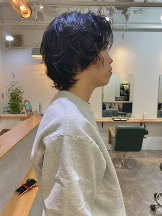 ミディアム パーマ メンズ 森貴裕/ニュアンス パーマ/オリーブのヘアスタイル