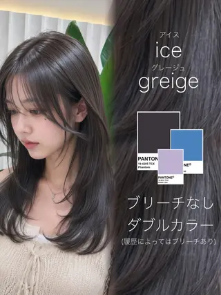 セミロング カラー ラベンダー💜グレー 🩶暗髪🖤のヘアスタイル