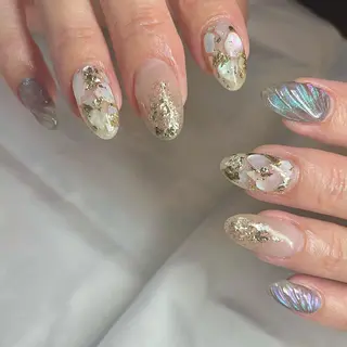 セミロング カラー パーマ ヘアアレンジ メンズ キッズ ネイル マツエク・マツパ アイブロウ el. by Aoのネイルデザイン
