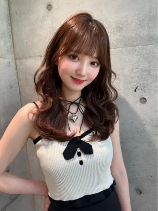 セミロング カラー ヘアセット/レイヤー 赤み消し/はるかのヘアスタイル