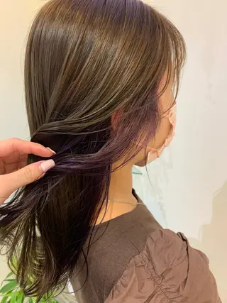 セミロング カラー 透けるbrown カラー🎗♡yukaのヘアスタイル