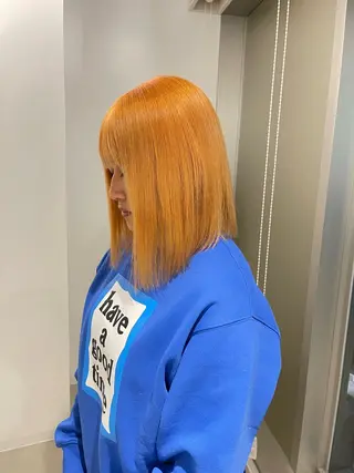 ミディアム カラー 店長 MANAMI 艶カラー／骨格ボブのヘアスタイル
